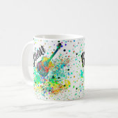 ギタパーソナライズされたーと和音（ばちゃばちゃ）跳ねるコーヒーマグ コーヒーマグカップ (正面左)