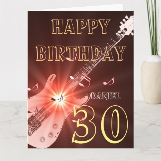 ギタパーソナライズされたーテーマ30th Birthday Card サンキューカード (正面)