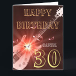 ギタパーソナライズされたーテーマ30th Birthday Card サンキューカード<br><div class="desc">名カラフル前ギターテーマ30thバースデーグリーティングカードデザイン。カスタマイズ可能なギター誕生日カード。特別な人のためのカードを作成するユニークために独自のメッセージを追加する。</div>