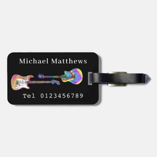 ギタファンキーポップ・アートのー音楽楽器 ラゲッジタグ (裏面横)