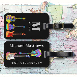 ギタファンキーポップ・アートのー音楽楽器 ラゲッジタグ