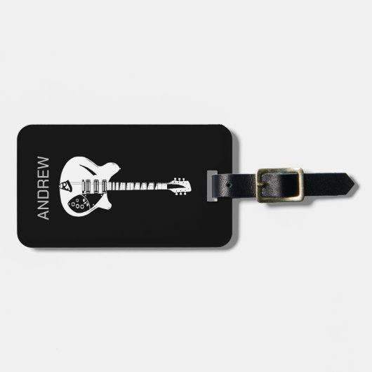 ギタファンキーポップ・アートのー音楽楽器 ラゲッジタグ (正面横)
