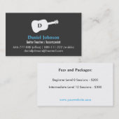 ギタモダンーシルエットミュージシャンダークグレー 名刺 (正面/裏面)