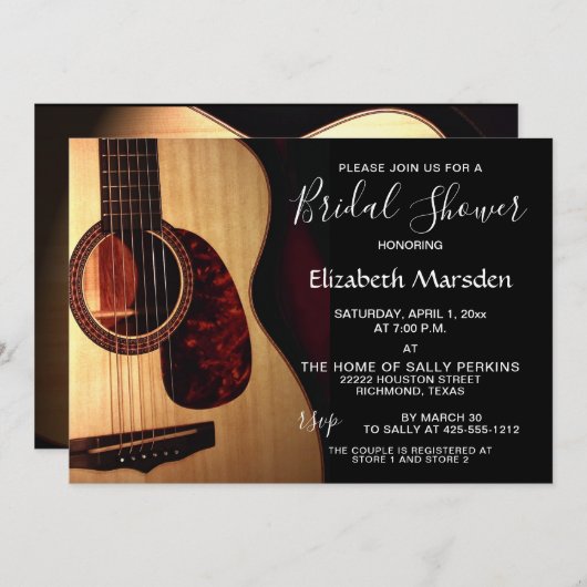 ギタモダンーミュージカルハンドレタブライダルシャワー 招待状 (正面/裏面)