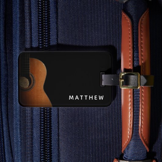 ギタモダンーミュージシャンモノクロ写真 ラゲッジタグ (正面インサイチュ4)