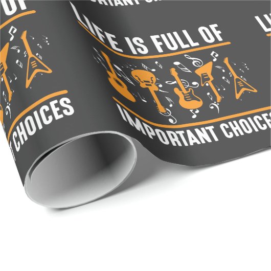 ギタリストのエレクトリック·アコースティック·ギターの音符 ラッピングペーパー (ロールコーナー)