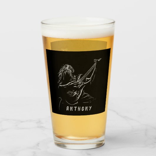 ギタリストのシルエット タンブラーグラス (ドリンク正面)