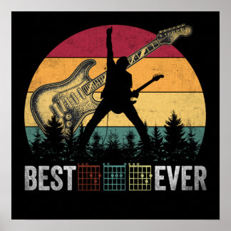 ギタリストのパパ ギターコード おやじ ビンテージ サンセット ポスター