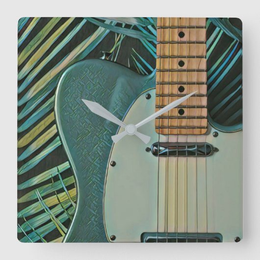 ギタリストのボーイフレンドへのギフト スクエア壁時計 (正面)