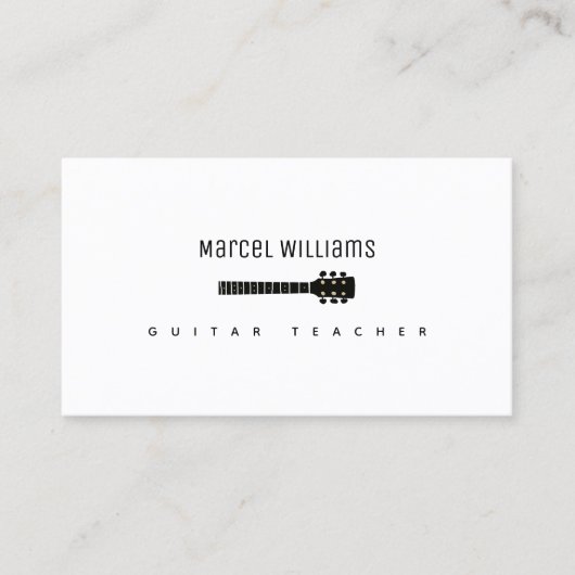 ギタリストのミニマリストのビジネスカードとギタネック 名刺 (正面)