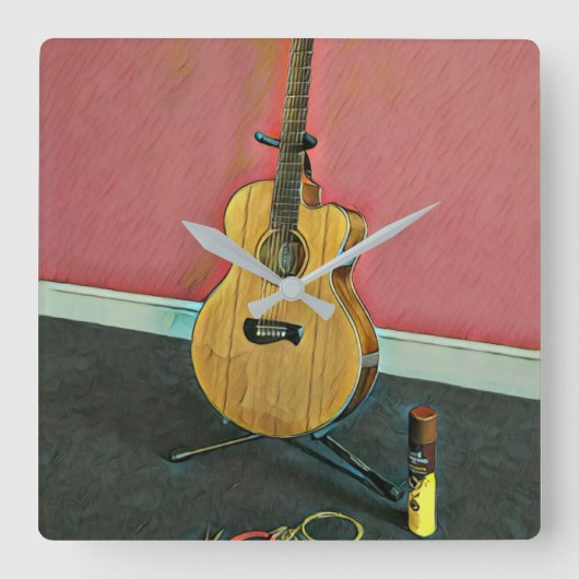 ギタリストのミュージシャンの贈り物 スクエア壁時計 (正面)