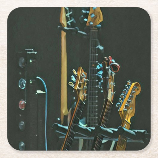 ギタリストの友人のためのギフト スクエアペーパーコースター (正面)