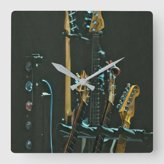 ギタリストの友人のためのギフト スクエア壁時計 (正面)