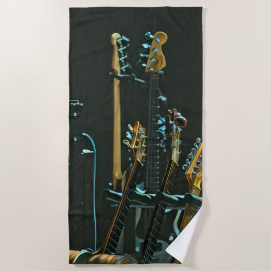 ギタリストの友人のためのギフト ビーチタオル (正面)
