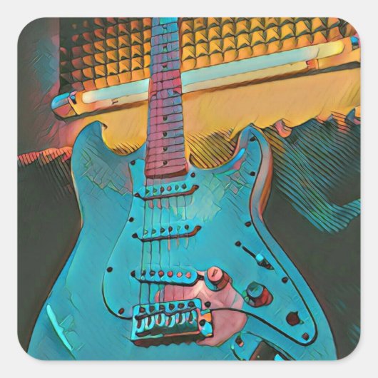ギタリストの夫へのギフト スクエアシール (正面)
