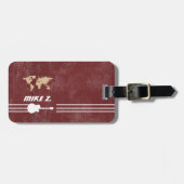 ギタリストの旅行者の名前を高齢者の赤で ラゲッジタグ (正面横)