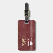 ギタリストの旅行者の名前を高齢者の赤で ラゲッジタグ (正面縦)