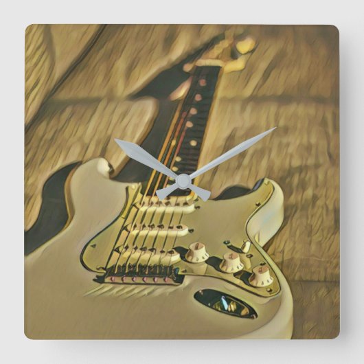 ギタリストの誕生日プレゼント スクエア壁時計 (正面)