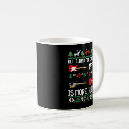 ギタリストの醜いおもしろいクリスマスをもっと欲しい コーヒーマグカップ (正面右)