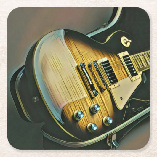 ギタリストへのギフト スクエアペーパーコースター (正面)