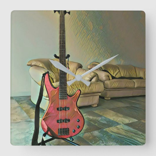 ギタリストへの贈り物 スクエア壁時計 (正面)