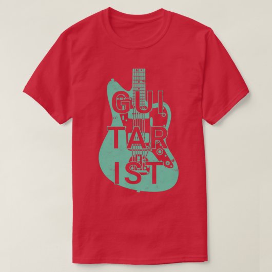 ギタリストエレキギター体サーフグリーンカラー Tシャツ (デザイン正面)