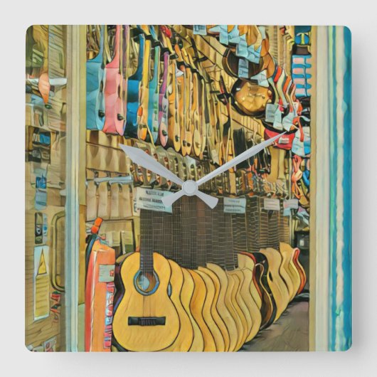ギタリストカッコいいギフト スクエア壁時計 (正面)