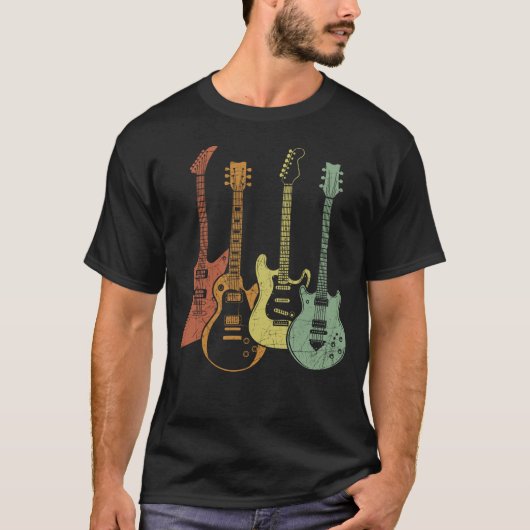 ギタリストカラフルミュージカル楽器ギター Tシャツ (正面)