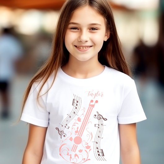 ギタリストギタープレイヤーミュージックピンクのカスタム名 Tシャツ