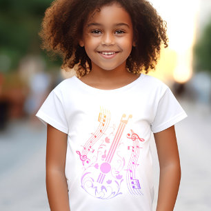 ギタリストギタープレーヤーミュージックピンクカラフルな女の子 Tシャツ