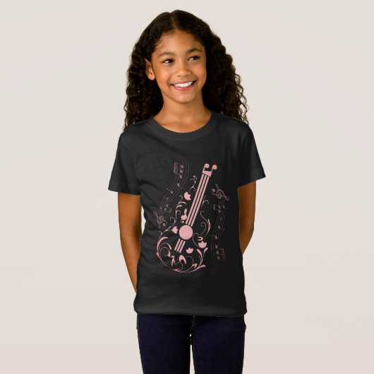 ギタリストギタープレーヤーミュージックピンクガールTシャツ Tシャツ (正面フル)