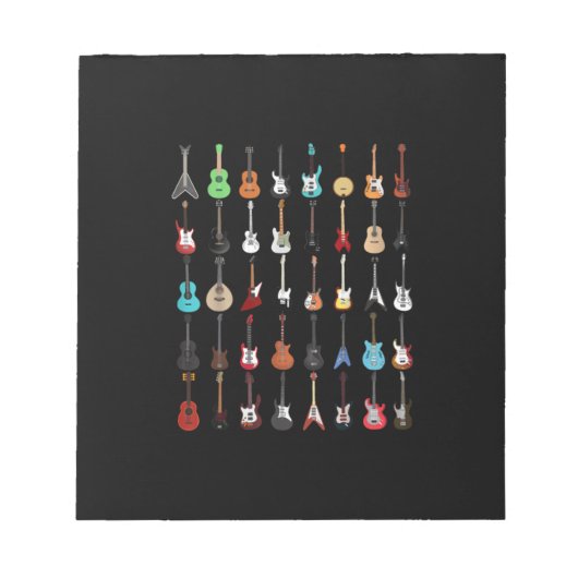 ギタリストギターミュージカル楽器ロックアンドロール ノートパッド (正面)