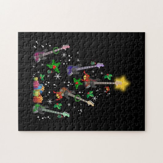 ギタリストクリスマスツリーギター誕生日 ジグソーパズル (横)