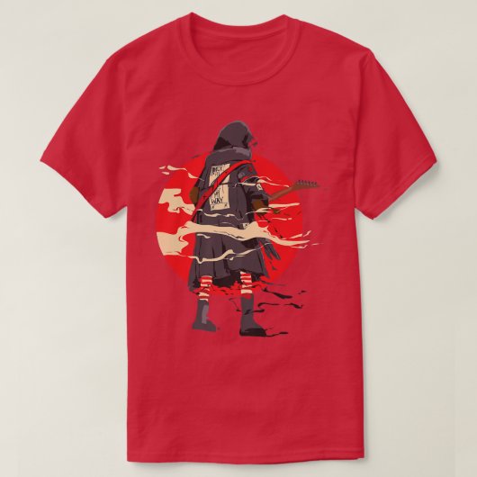 ギタリストサムライミュージシャンギター Tシャツ (デザイン正面)