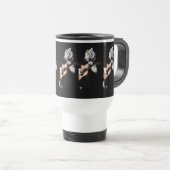 ギタリストタイガー – 洗練された陶器のマグカップ トラベルマグ (正面右)