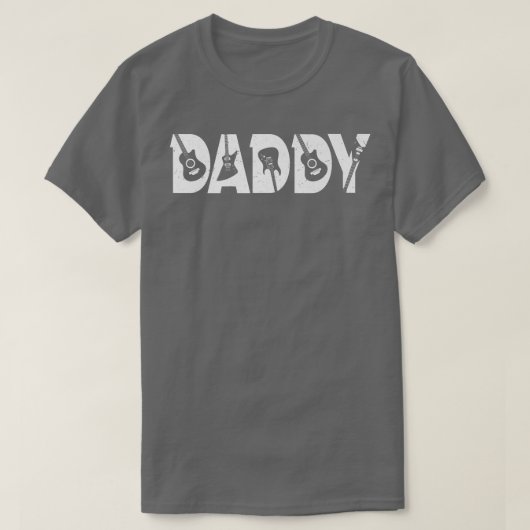 ギタリストダディおもしろいーミュージックギターファーザーD Tシャツ (デザイン正面)