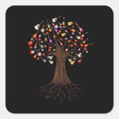 ギタリストツリーギター誕生日 スクエアシール (正面)