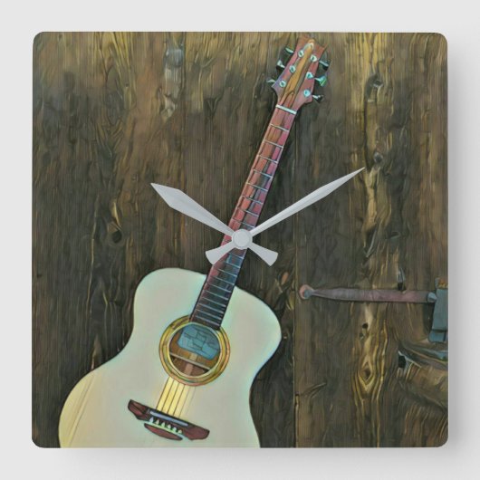 ギタリストミュージシャンへの贈り物 スクエア壁時計 (正面)