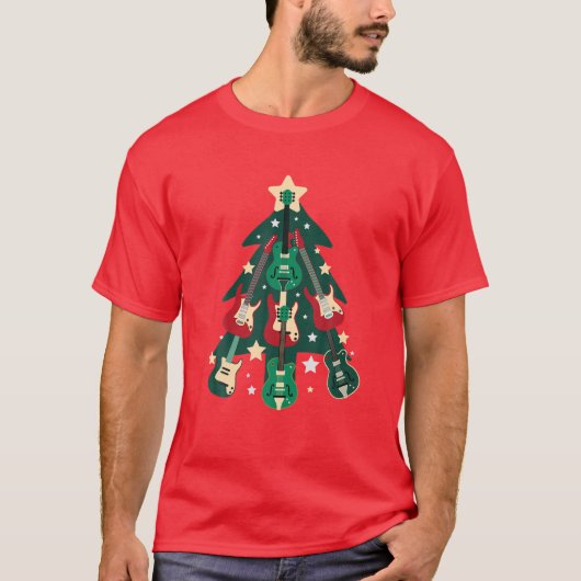 ギタリストミュージシャンクリスマスエレキギタークリスマス Tシャツ (正面)