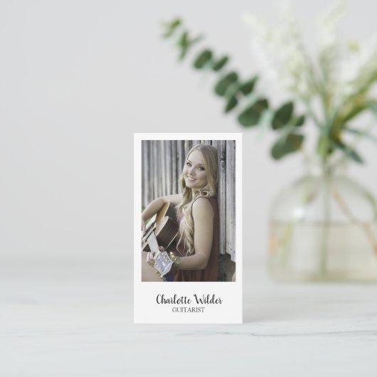 ギタリストミュージシャン先生カスタム写真 名刺 (スタンド正面)