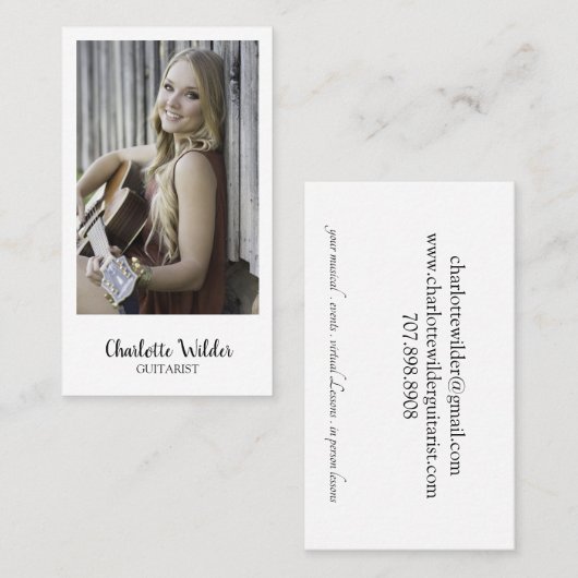 ギタリストミュージシャン先生カスタム写真 名刺 (正面/裏面)
