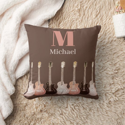 ギタリストモノグラムのギタズブラウン クッション (ブランケット)