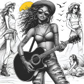 ギタリストロックスターガールw tシャツ