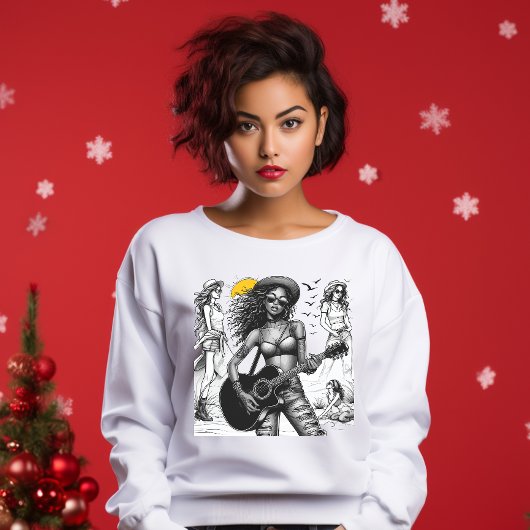 ギタリストロックスターガールw tシャツ