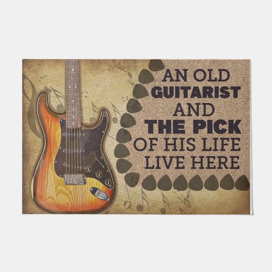 ギタリスト家族のフォーマット、楽器恋人のギフト ドアマット (正面)