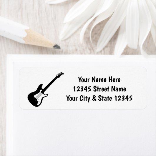 ギタリスト用のエレキギター差出人住所ラベル ラベル (インサイチュ)