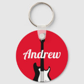 ギタリスト用のエレクトリックロックギタープレーヤーのキーチェーン キーホルダー (正面)