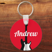 ギタリスト用のエレクトリックロックギタープレーヤーのキーチェーン キーホルダー (正面)