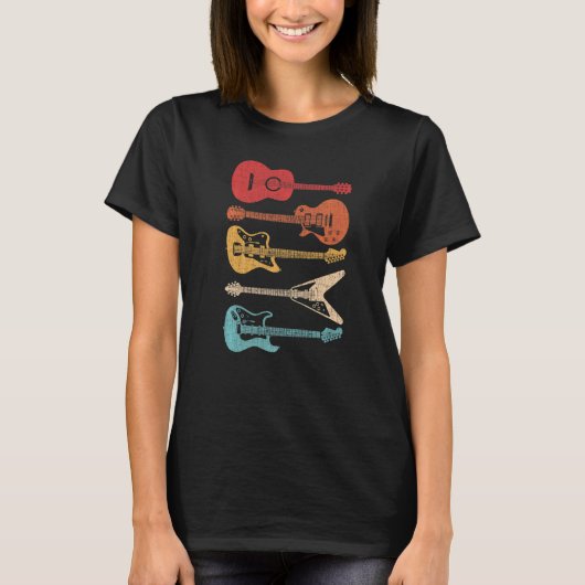 ギタリスト用ギターレトロスタイル Tシャツ (正面)
