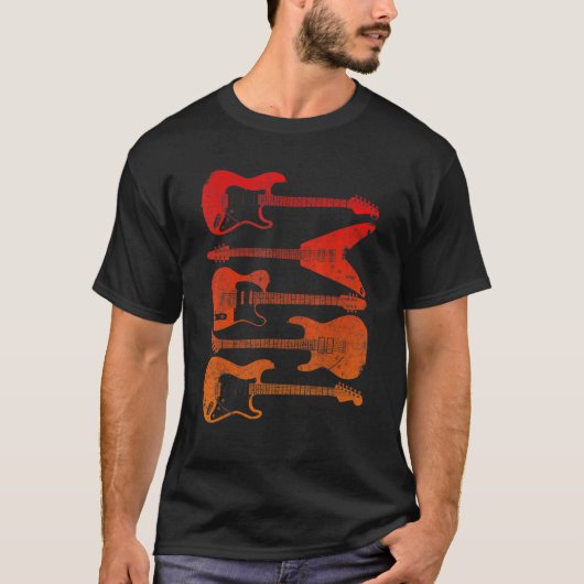 ギタリスト用ギターレトロスタイル Tシャツ (正面)